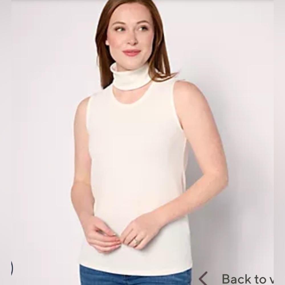 ATTITUDES BY REMEE KNIT CUTOUT MOCK NECK IVORY TOP NEW WITH TAGS